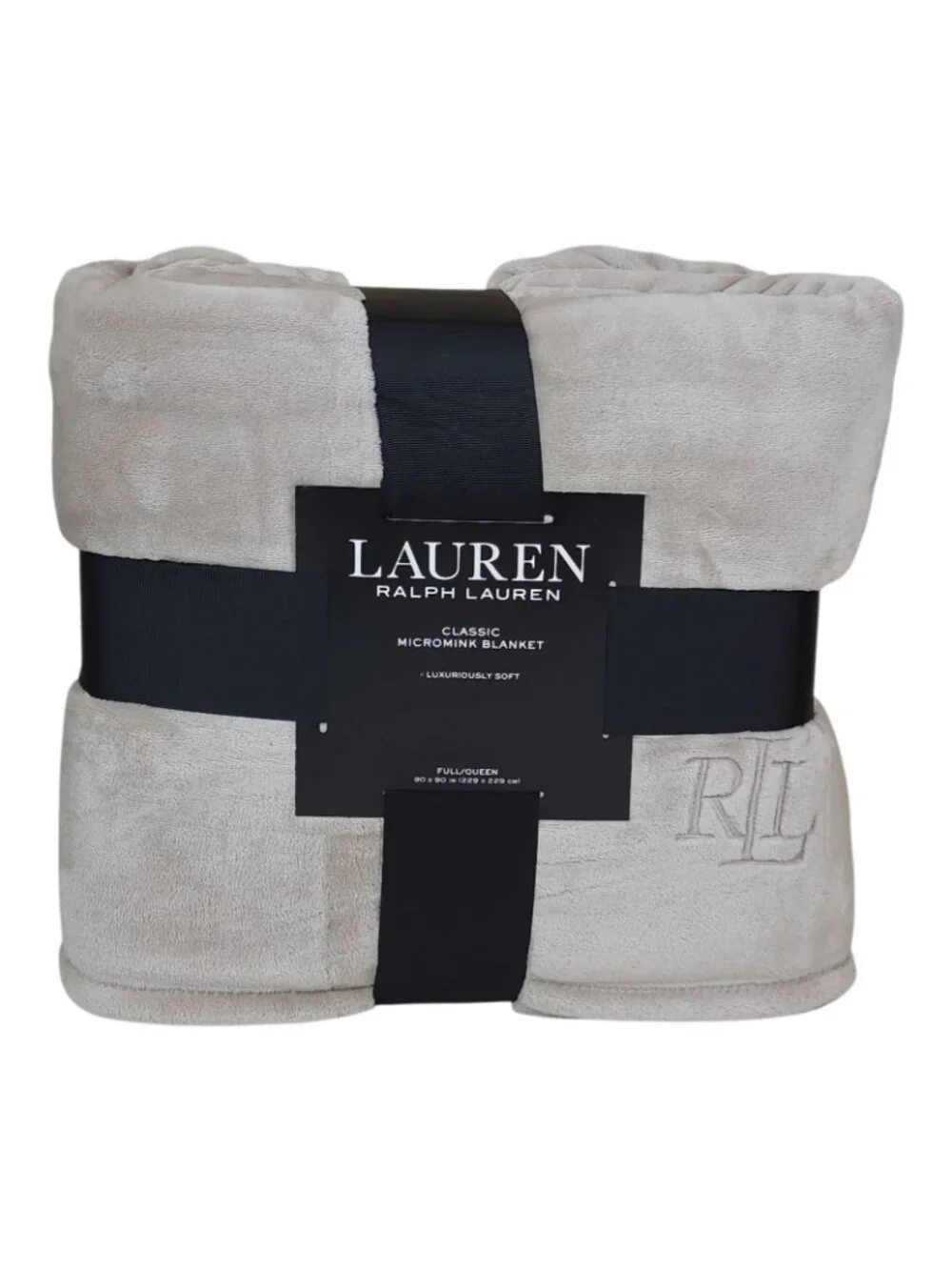 Lauren Ralph Lauren Classic Micromink Blanket Queen Luxuriously Soft Beige 90x90